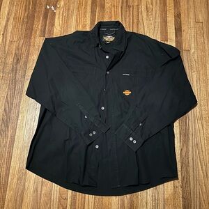 Harley-Davidson Men's Button Down Collar Black Long Sleeve Dress Shirt SZ XL